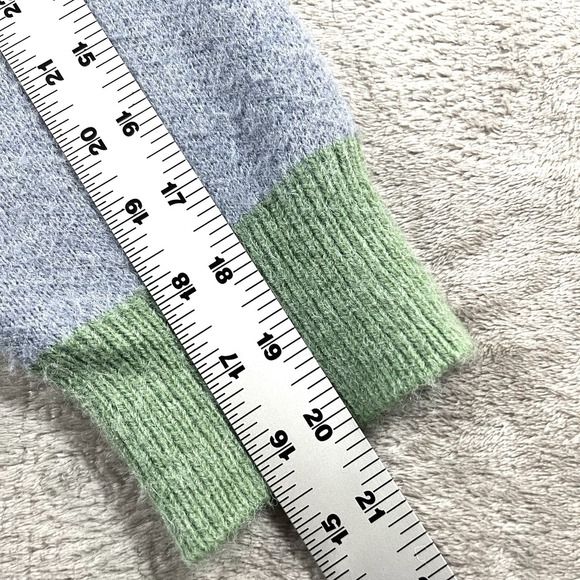 Annie Wear Checkered Sweater Women's Sz S Green Purple Color Block - Picture 6 of 8